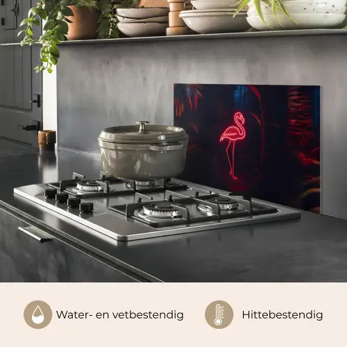 Flamingo - Roze - Neon - Licht keuken achterwand spatscherm klein -usp_NL