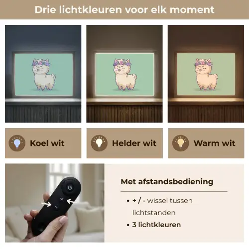 Alpaca - Groen - Bloemendiadeem Light Box met batterij (Wandlamp kind) middel -USP_lichtkleurNL