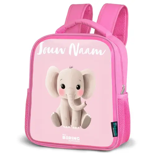 Olifant - Grijs - Baby - Slurf Kinderrugzak - Roze middel -schuin