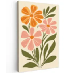Minimalistisch - Bloemen - Bladeren - Roze canvas 2cm klein -z3d
