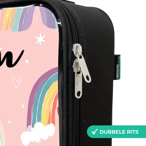 Regenboog - Patroon - Pastel Kinderkoffer - Zwart klein -rits_NL