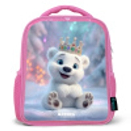 IJsbeer - Kroon - Winter Kinderrugzak - Roze middel -3d