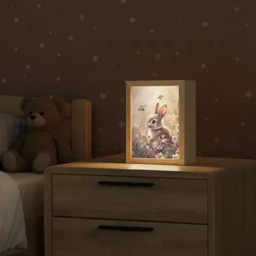 Konijntje - Bruin - Bloemen - Vlinders Light Box met kabel klein -sfeer1_kind