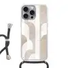 Abstracte bogen - Modern - Beige Hoesje iPhone 16 Pro Max met koord klein -3d