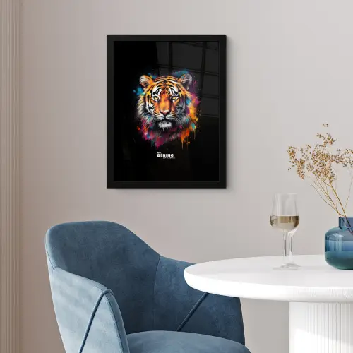 Tijger als street art kunstwerk fotolijst zwart zonder passe partout klein -sfeer4