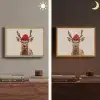 Hert - Kerst - Muts - Dieren - Winter - Grappig Light Box met batterij (Wandlamp) middel -sfeer3