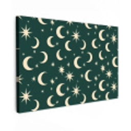 Manen - Sterren - Groen canvas 2cm klein 34 -z3d