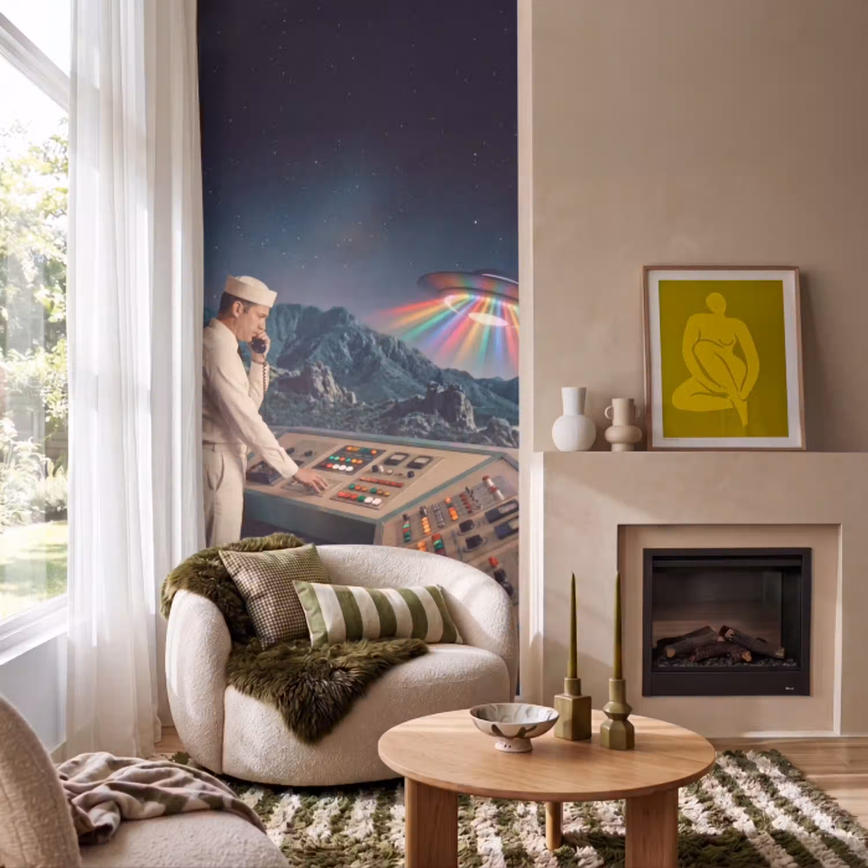 Man - Controlekamer - Strand Behang Vlies klein -sfeer2