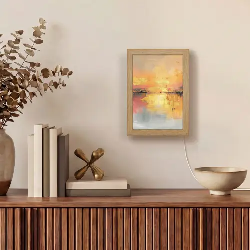 Modern - Abstract - Goud - Roze Light Box met kabel (Tafellamp) klein -sfeer2
