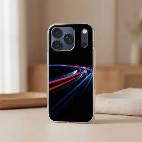 Gaming - Lichtbanen - Golvend - Rood Telefoonhoesje iPhone 17 Pro klein -sfeer2