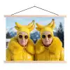 Vrouwen - Bananen - Geel textielposter latten blank klein -3d