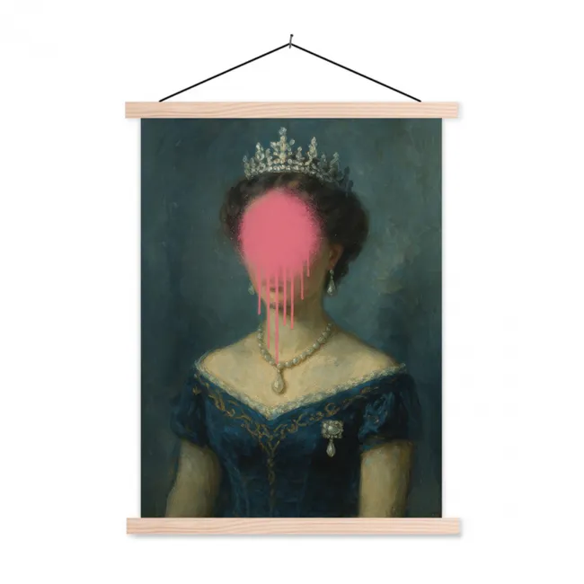 Schoolplaat - Kroon - Roze druipend verf - Portret