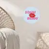 Bisou - Blauw - Roze - Lippen Wandcirkel behangsticker klein -sfeer4