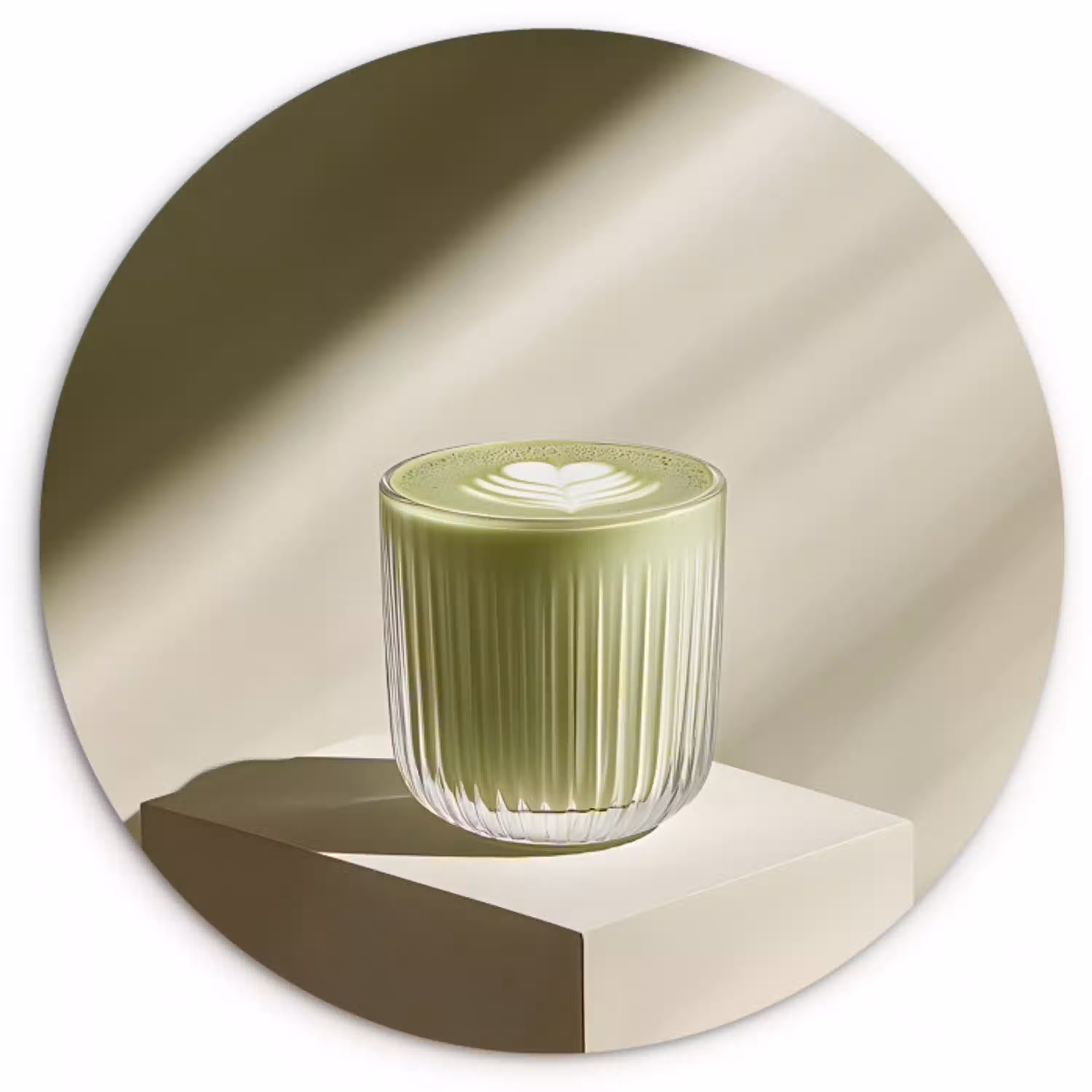Matcha - Glas - Groen - Minimalistisch Wandcirkel kunststof plaat 5mm dik klein -3d