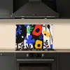 Bloemen - Bladeren - Abstract - Zwart keuken achterwand spatscherm klein -sfeer1
