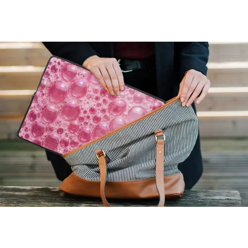 Roze - Schuim - Bubbels laptophoes neopreen klein -tas