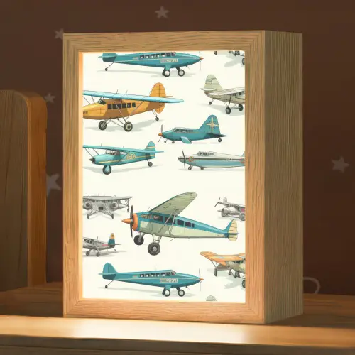 Vliegtuig - Blauw - Kinderen - Jongen - Oranje Light Box met kabel klein -zzz_3d_website