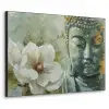 Boeddha - Groen - Lotusbloem - Wit Textielframe - compleet frame klein -3d