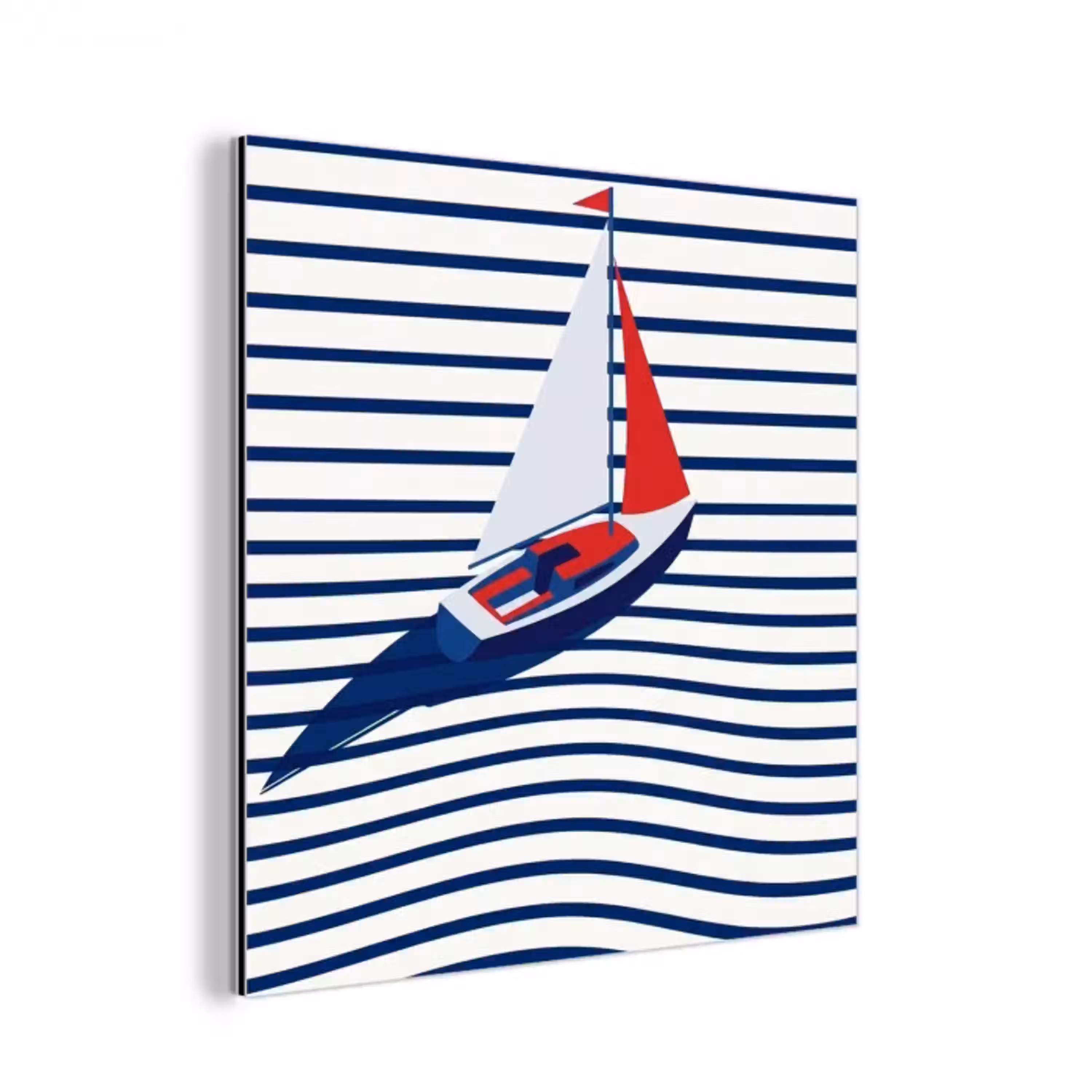 Boot - Water - Abstract - Blauw aluminium wit klein -3d