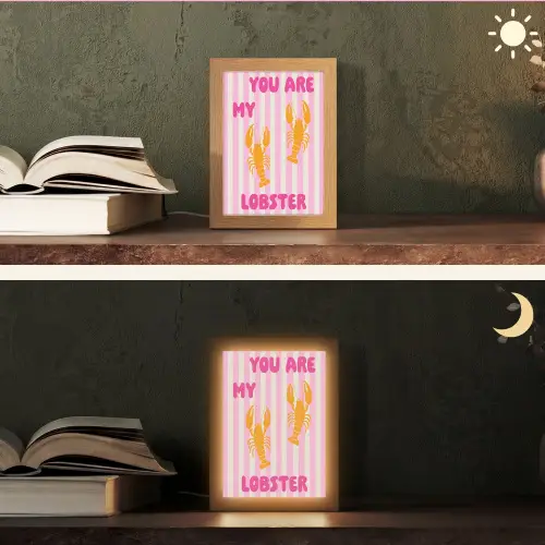 Lobster - Love - Valentijn Light Box met kabel (Tafellamp) klein -sfeer3