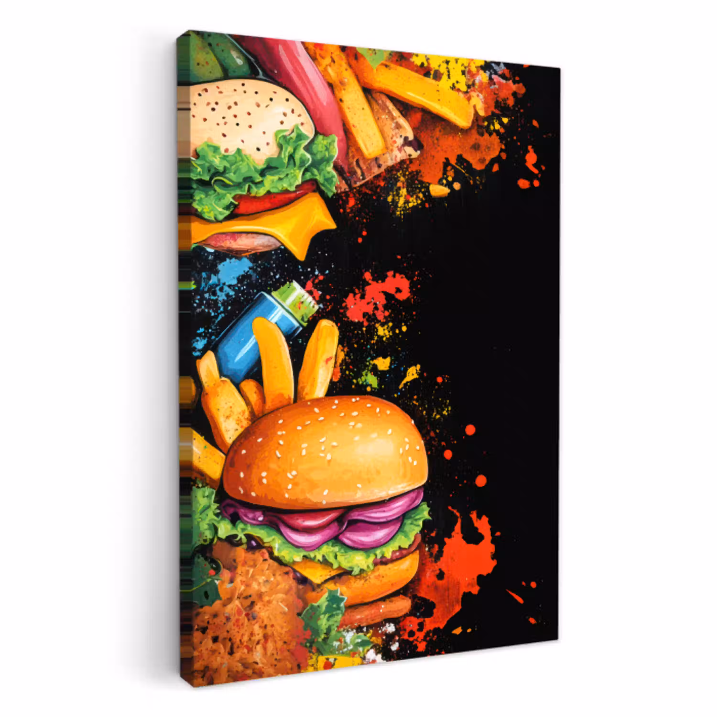 Fastfood - Graffiti - Hamburger - Eten - Modern KitchenYeah - Keuken - Canvas klein -3d