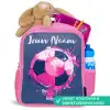 Voetbalvibes - Verf - Roze - Blauw Kinderrugzak - Roze middel -inhoud_NL