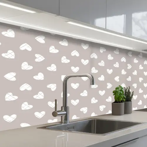 Design - Lijn - Patroon - Hart - Grijs keuken achterwand 2 middel 871 -3d_schuin
