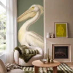 Pelikaan - Wit - Vogel - Klassiek - Natuur Behang Vlies klein -sfeer2