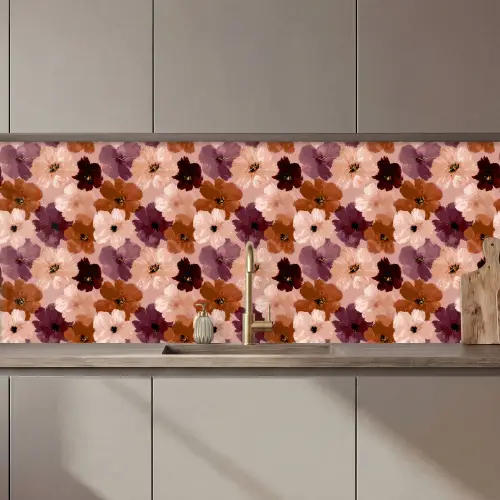 Bloemen - Abstract - Aardetinten keuken achterwand 2 middel 871 zz_3dshopping