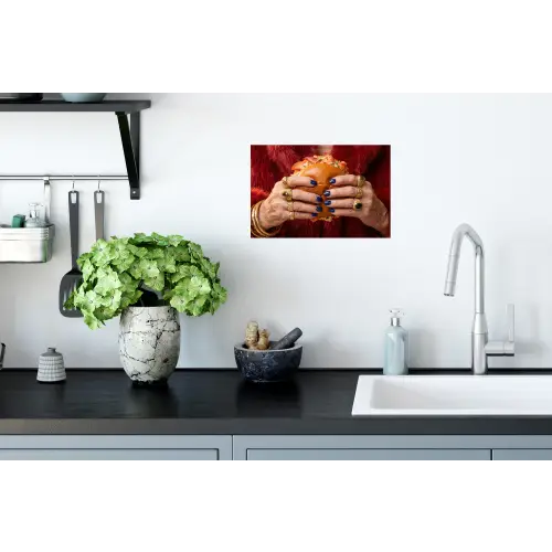 Broodje - Bontjas - Goud Muursticker klein -keuken