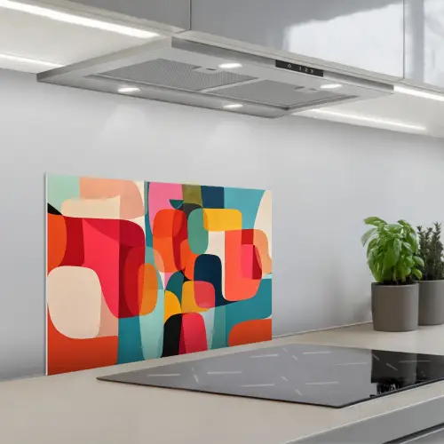 Vormen - Kleurrijk - Abstract - Vlakken keuken achterwand spatscherm klein -3d_schuin