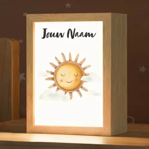 Zon - Wolken - Pastel kleuren Light Box met kabel (Kinderlampje) klein -zzz_3d_website