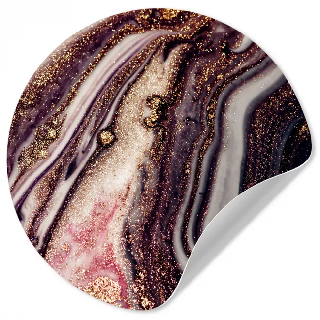 Marmer - Roze - Goud - Glitter - Marmerlook Wandcirkel behangsticker klein -3d
