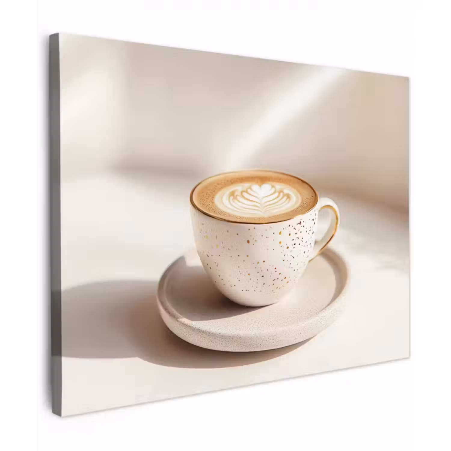 Canvas schilderij - Cappuccino - Schuim - Schotel - Beige