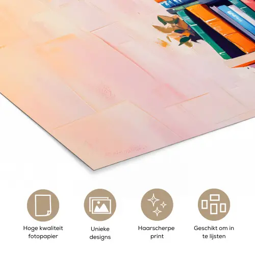 Planken - Boeken - Bladeren poster papier klein -closeup_NL