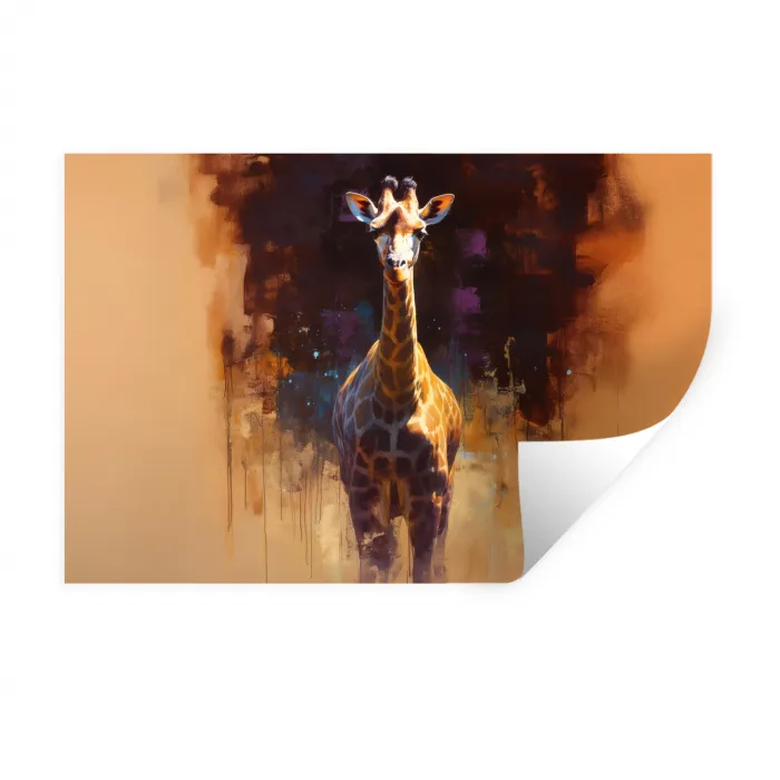 Giraf - Bruin - Abstract - Geschilderd Muursticker klein -3d