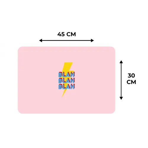 Blah - Bliksem - Roze Placemat vinyl groot -specs