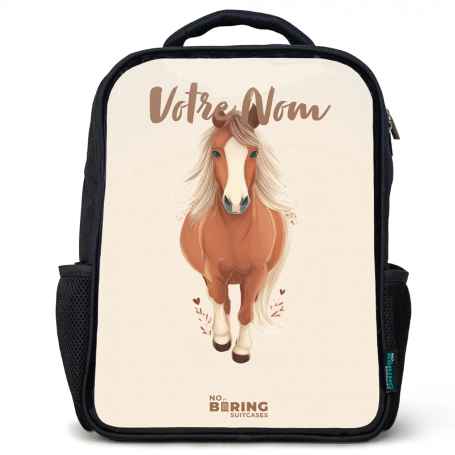 Bruin paard in gallop Rugzak - Zwart middel -3d