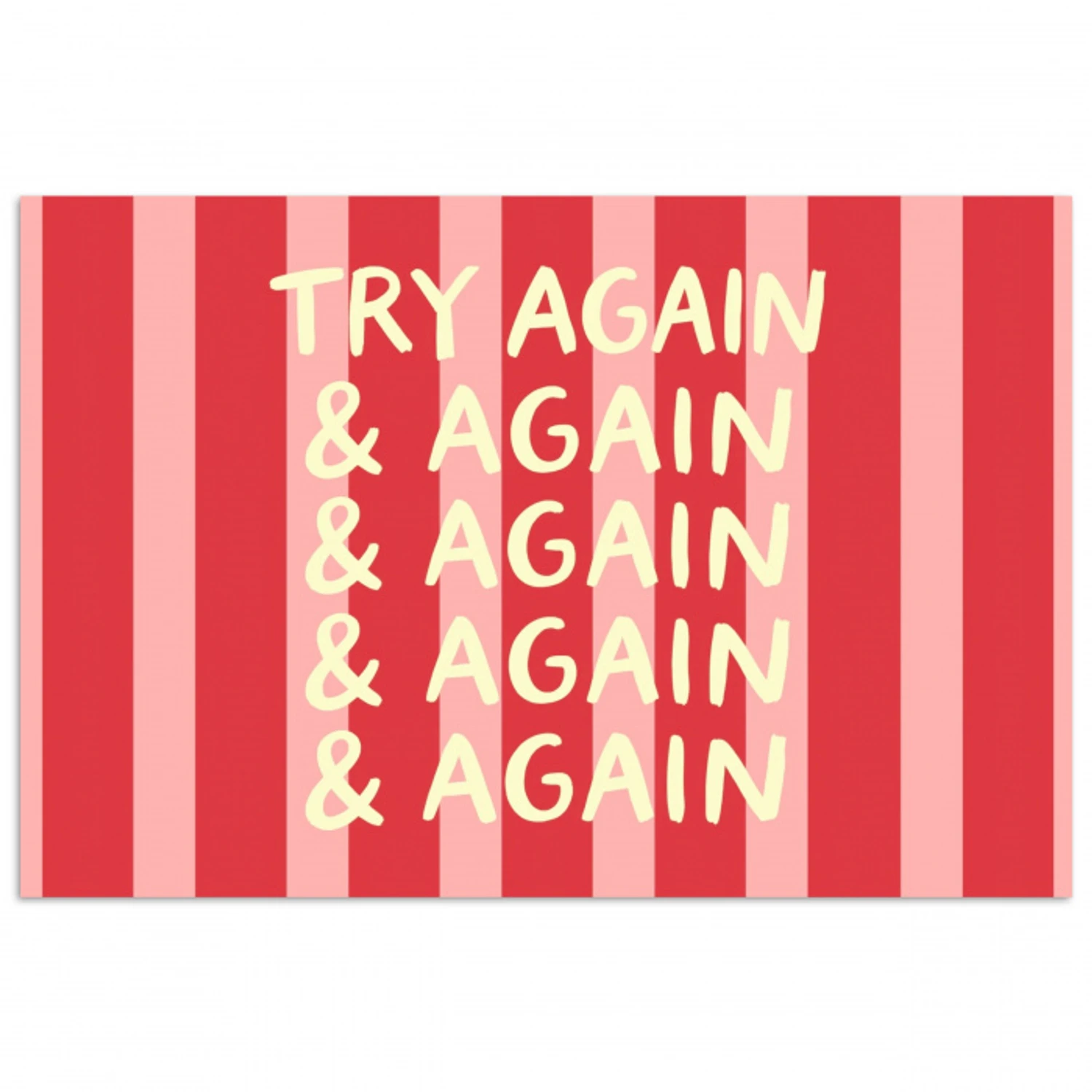 Strepen - Rood - Try again poster papier klein -3d