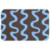 Kronkelende lijnen - Blauw - Bruin - Minimalistisch Badmat klein 997 -3d