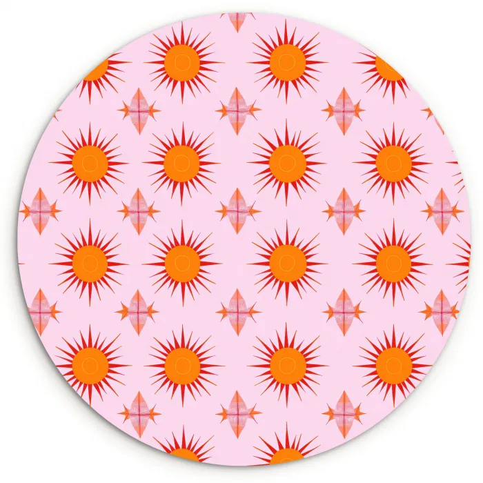 Zon - Patroon - Roze Wandcirkel kunststof plaat 5mm dik klein 188 -3d