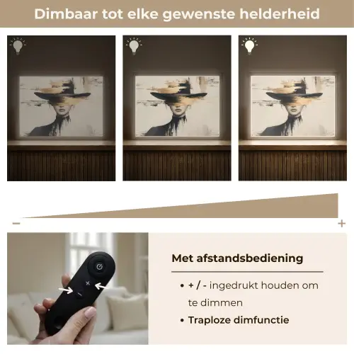 Vrouw - Hoed - Verf Light Box met batterij (Wandlamp) middel -USP_dimbaarNL