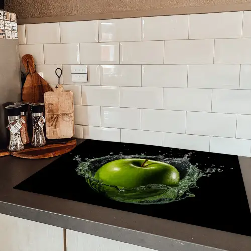 Appel - Groen - Fruit - Water - Zwart Inductie beschermer vinyl 3mm klein -sfeer3
