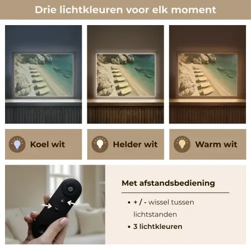 Strandbedden - Zee - Stenen - Baai Light Box met batterij (Wandlamp) middel -USP_lichtkleurNL