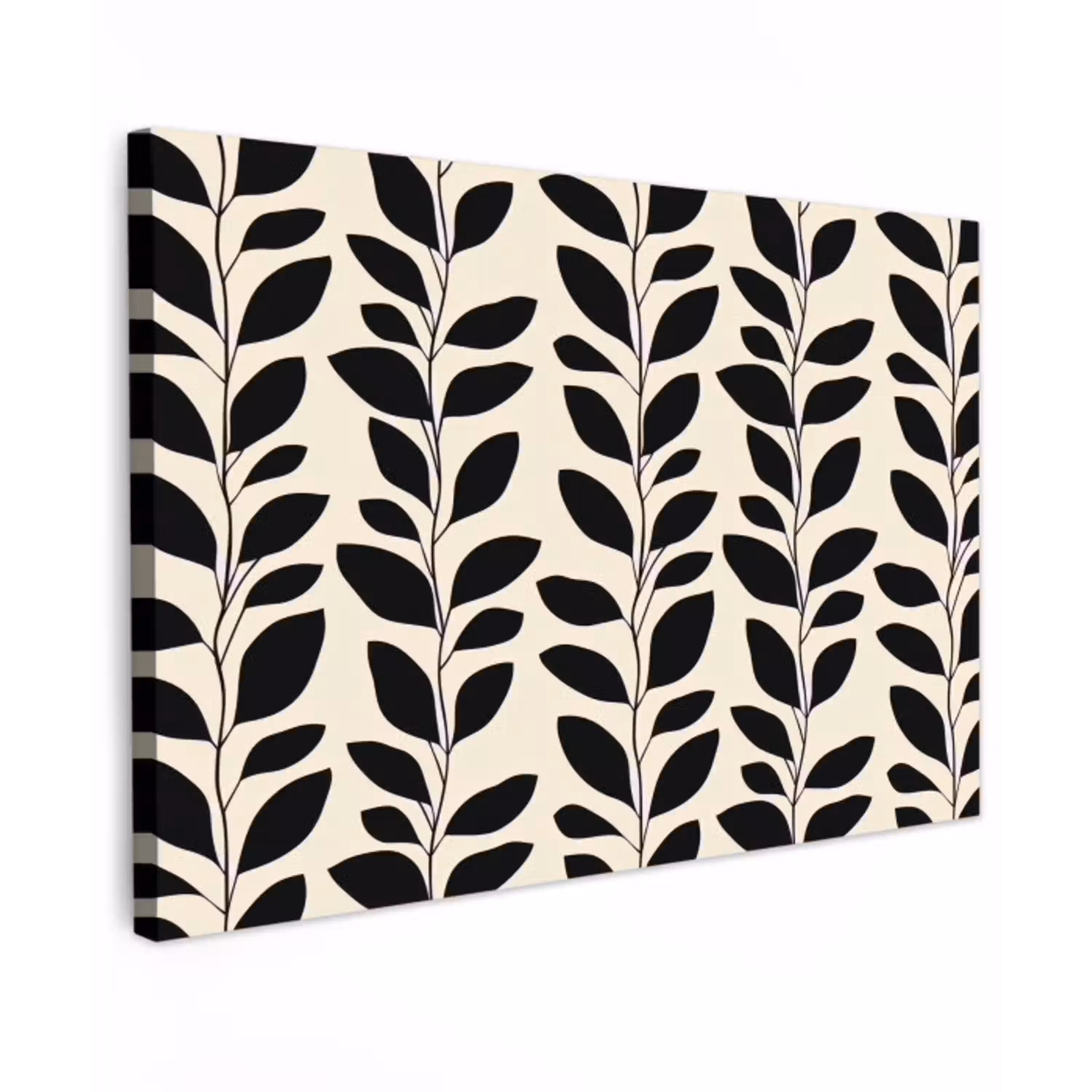 Botanisch - Dessin - Zwart - Beige canvas 2cm klein 34 -z3d