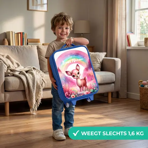 Roze reebokje Kinderkoffer - Blauw klein -sfeer2_NL