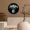 Wit - Bloemen - Tulpen - Vaas Wandcirkel kunststof plaat 5mm dik klein -sfeer1
