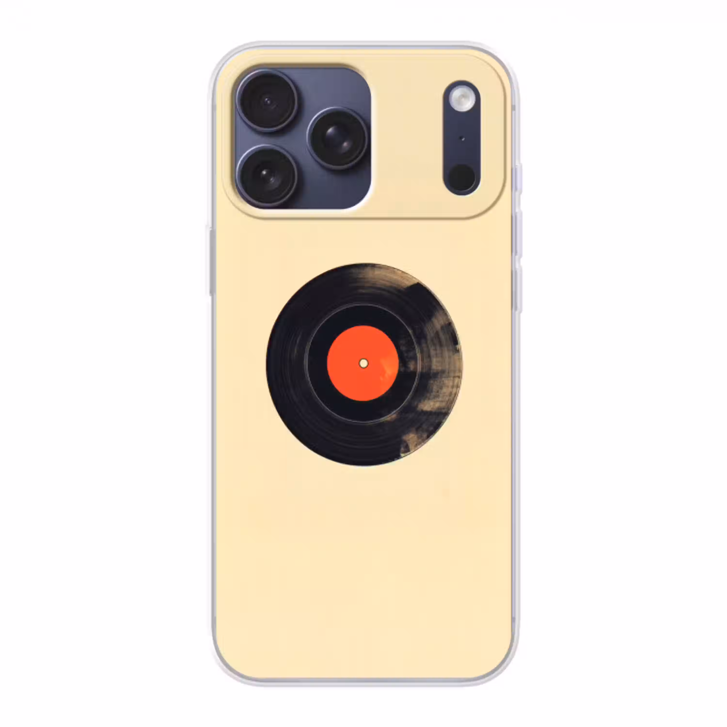 Illustratie - Vinylplaat - Beige - Vintage Telefoonhoesje iPhone 17 Pro Max klein -3d