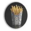 Friet - Porselein - Delfts blauw - Eten Akoestische PET Vilt - Rond klein -3d