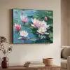 Waterlelies - Bloemen - Roze - Water Textielframe zwart klein -sfeer3